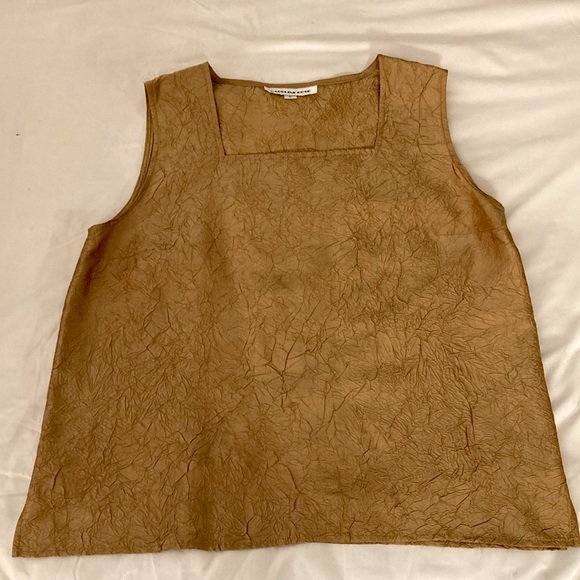 Caroline Rose Crushed Silk Twinset in Gold - Picture 6 of 12